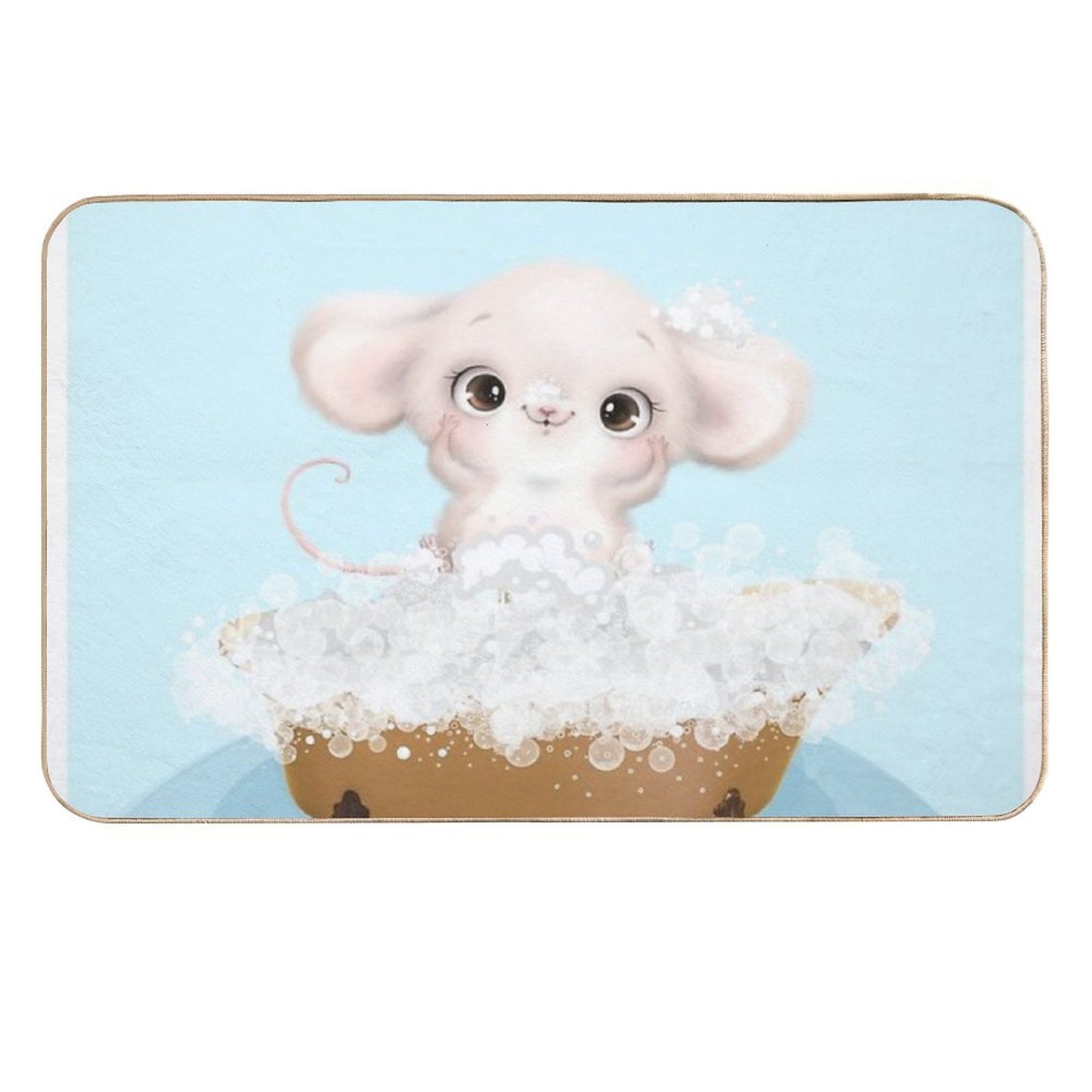 Cute Baby Mouse in A Bathtub, Boys Bathroom Print, Baby Animals in Tub, Whimsy Animal, Kids Bathroom Art  Absorbent Bath Mat