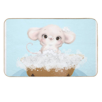 Cute Baby Mouse in A Bathtub, Boys Bathroom Print, Baby Animals in Tub, Whimsy Animal, Kids Bathroom Art  Absorbent Bath Mat