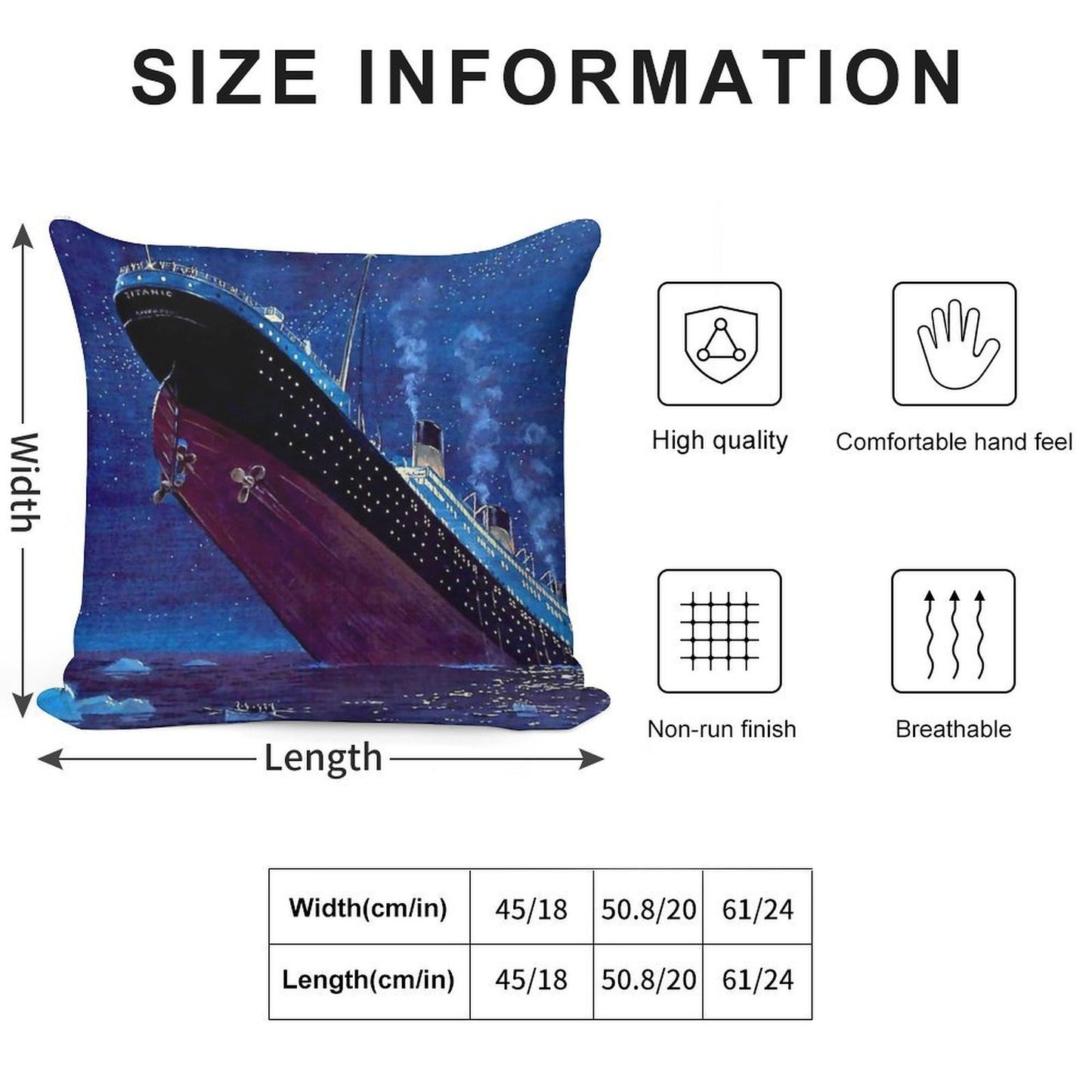 Titanic Sinking Soft Decorative Cover Throw Pillow