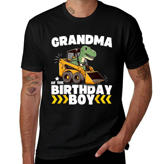 Grandma of The Birthday Boy Dinosaur Construction Worker  Trendy Pattern T-Shirt