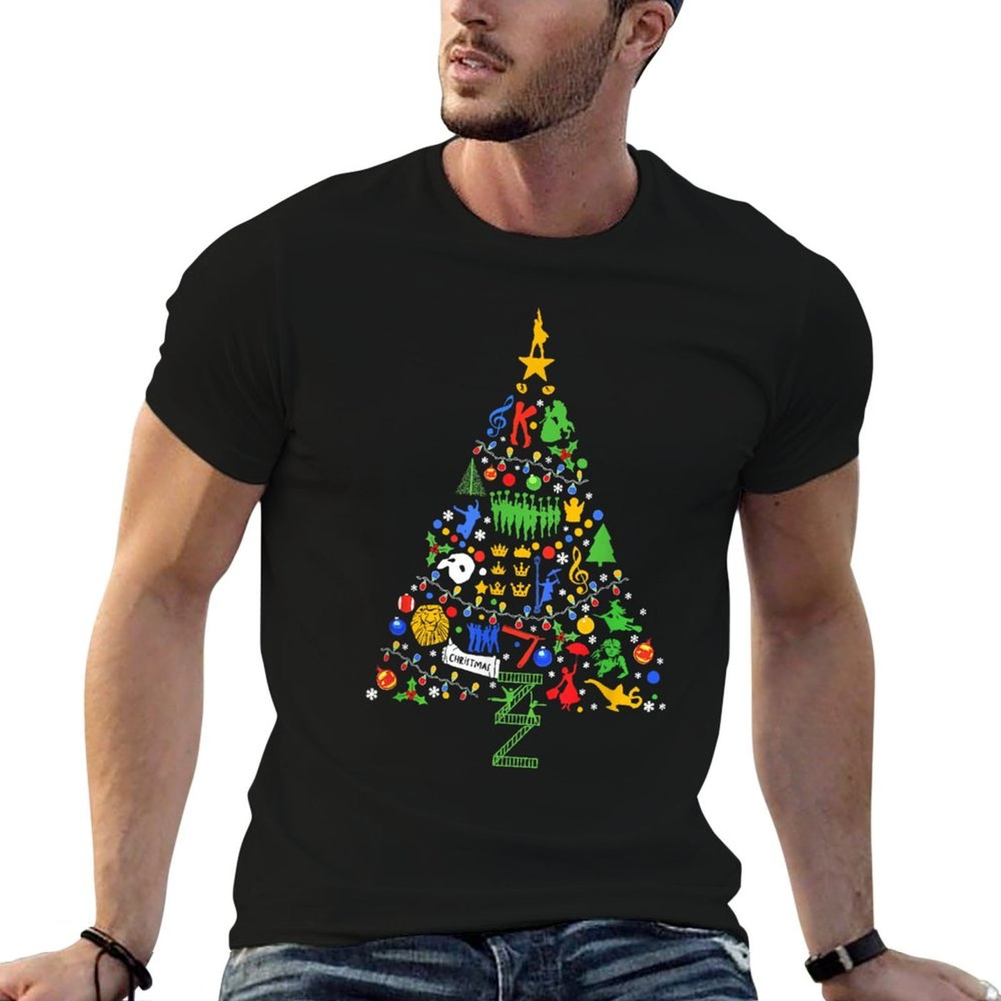 Broadway Christmas Tree Sweater Broadway Ugly Christmas  Cotton T-Shirt