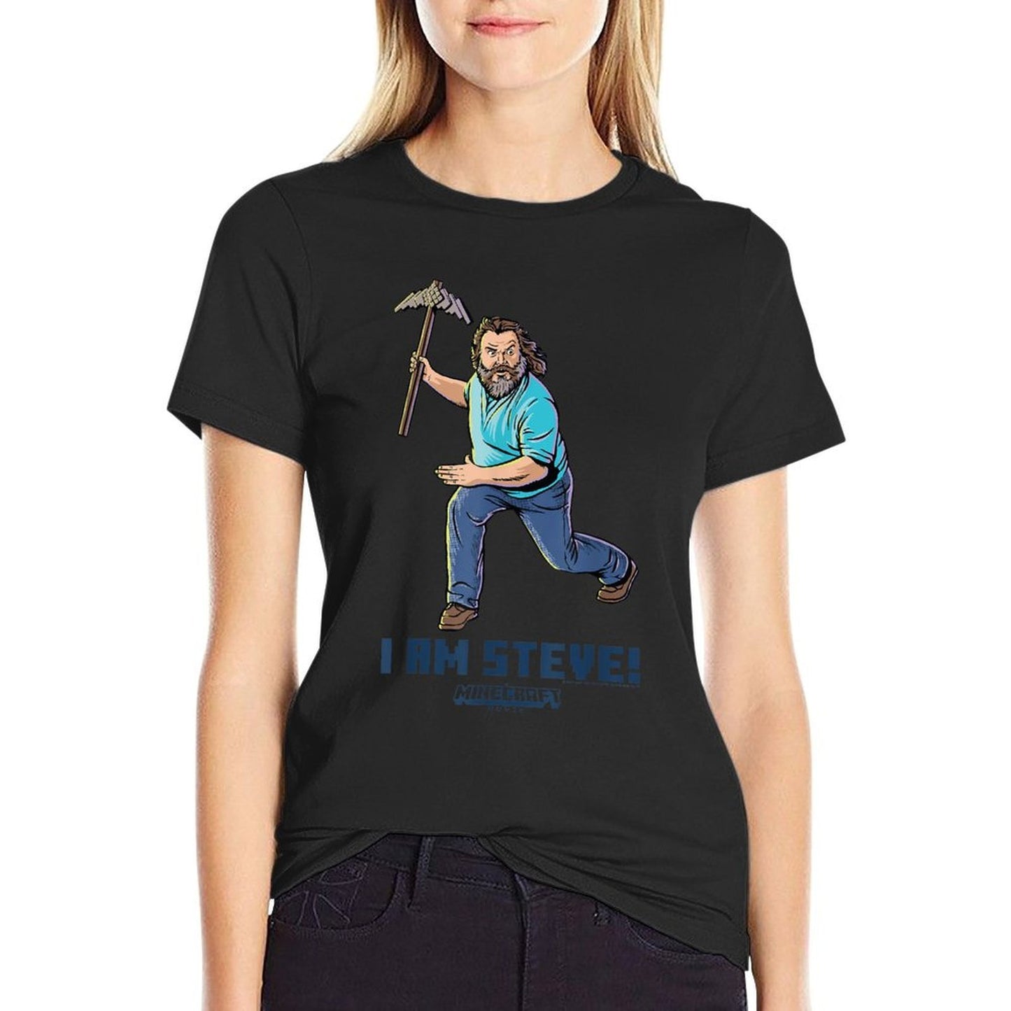 A Minecraft Movie I Am Steve Wielding Stone Pickaxe  Eco-friendly Material T-Shirt
