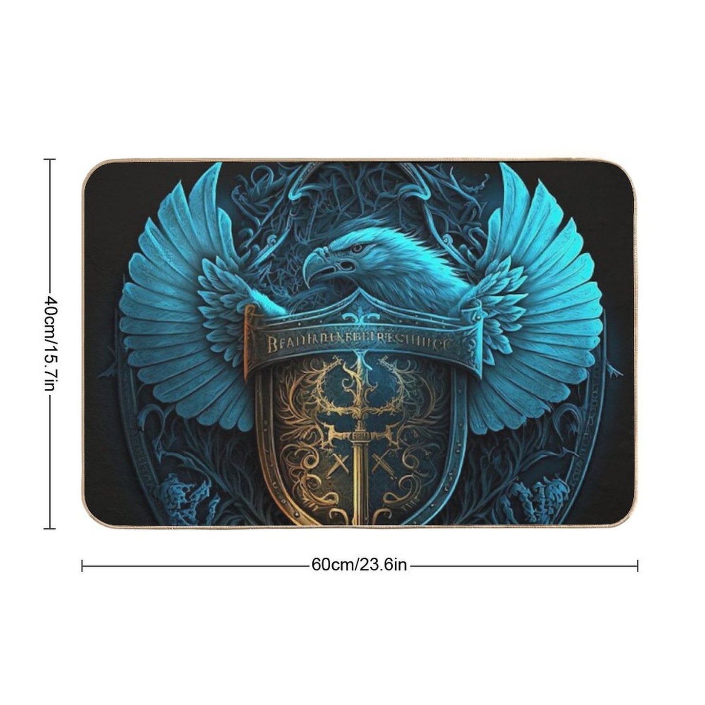 Blue Eagle with Sword & Shield  Non-Slip Bath Mat