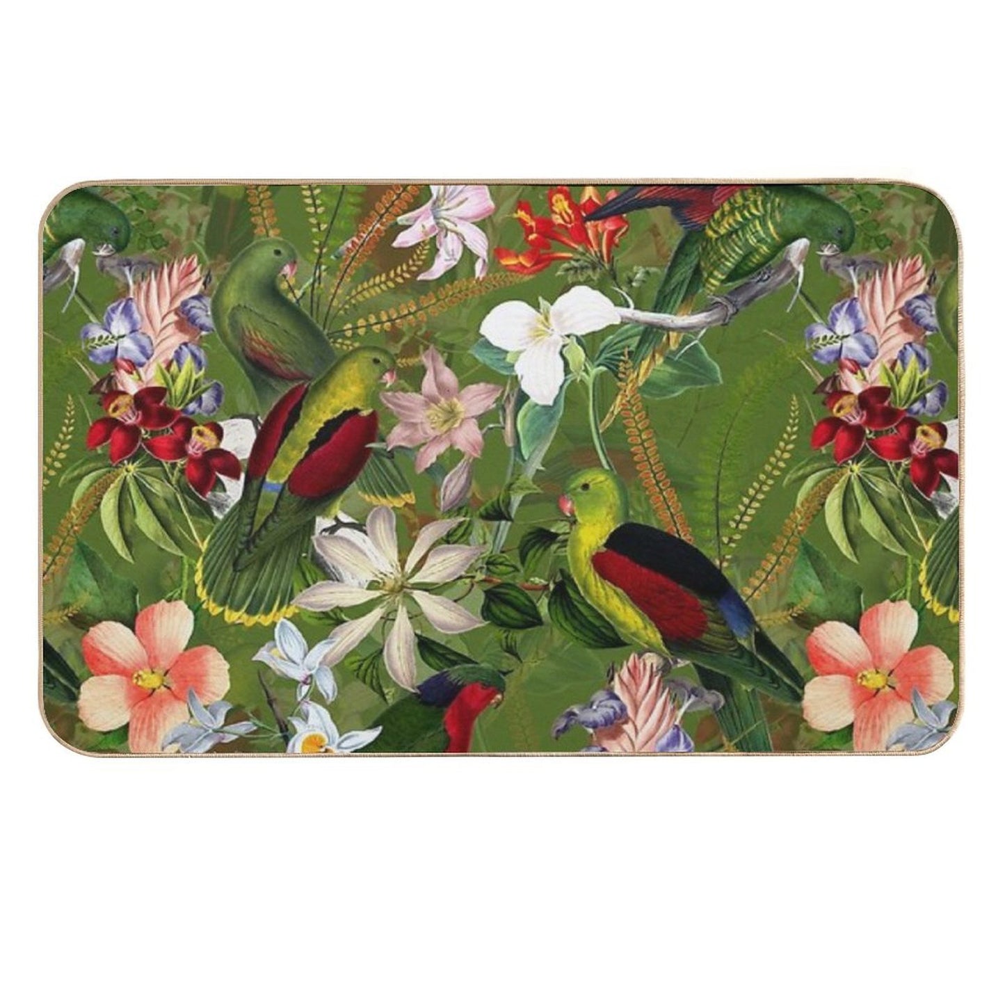 Vintage Parrot Jungle Botanical Garden 3 Nightgarden Durable Bath Mat