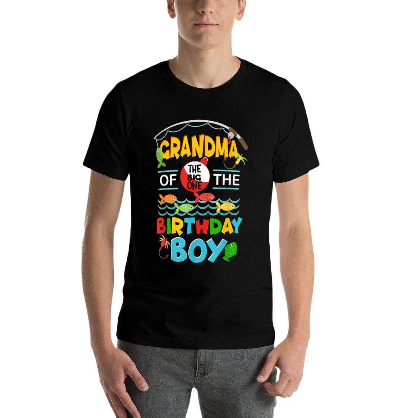 O Fish Ally One Birthday Outfit Grandma Of The Birthday Boy  Ribbed Collar T-Shirt