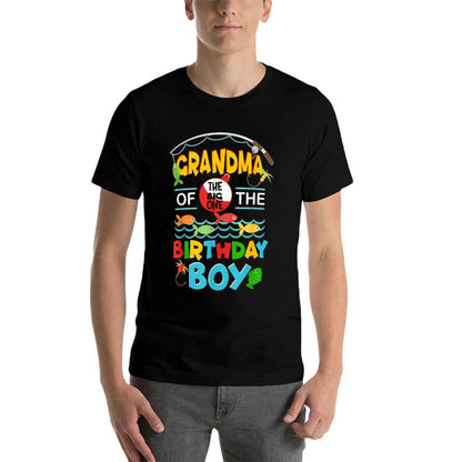 O Fish Ally One Birthday Outfit Grandma Of The Birthday Boy  Ribbed Collar T-Shirt