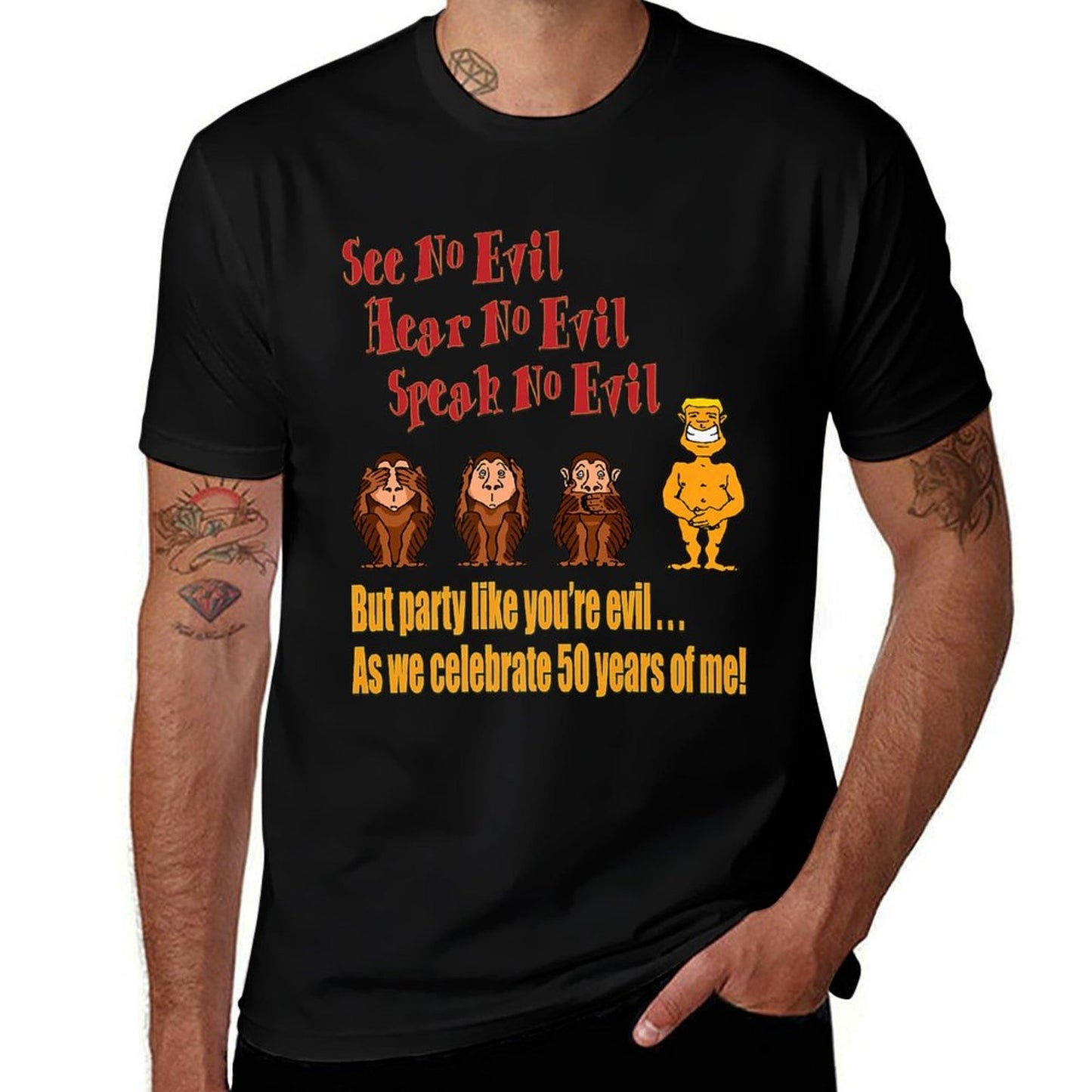 Funny 50th Birthday Party - Fun 50th Birthday Monkey Premium  Graphic-printed T-Shirt