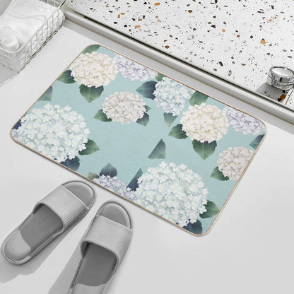 Summer Day, Watercolor White Flower Art, Korean Design  Fade-Resistant Bath Mat