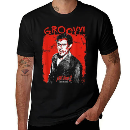 Ripple Junction X Evil Dead 2 Ash Williams Bloody Groovy  Slim-fit Cut T-Shirt