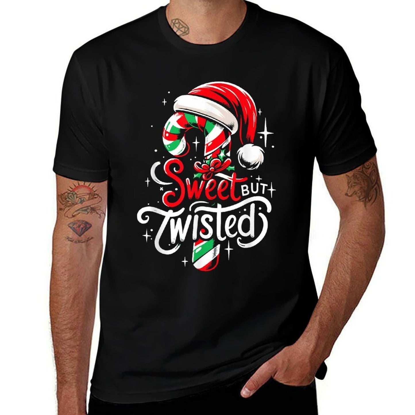 Sweet But Twisted Funny Christmas Candy Cane Xmas Holiday  Moisture-wicking T-Shirt