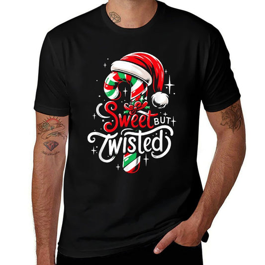 Sweet But Twisted Funny Christmas Candy Cane Xmas Holiday  Moisture-wicking T-Shirt