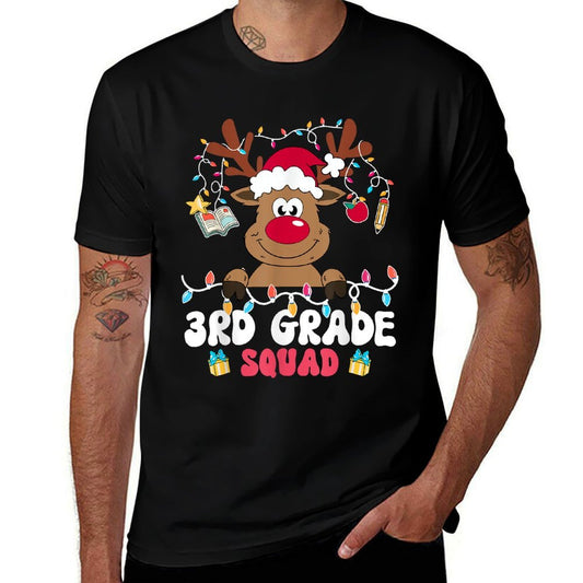 3rd Grade Squad Reindeer Christmas Third Grade Teacher Xmas  Summer-ready Fabric T-Shirt