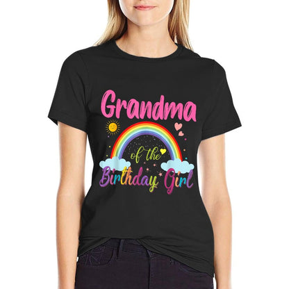 Grandma Of The Birthday Girl Rainbow Birthday Family Party  Graphic-printed T-Shirt