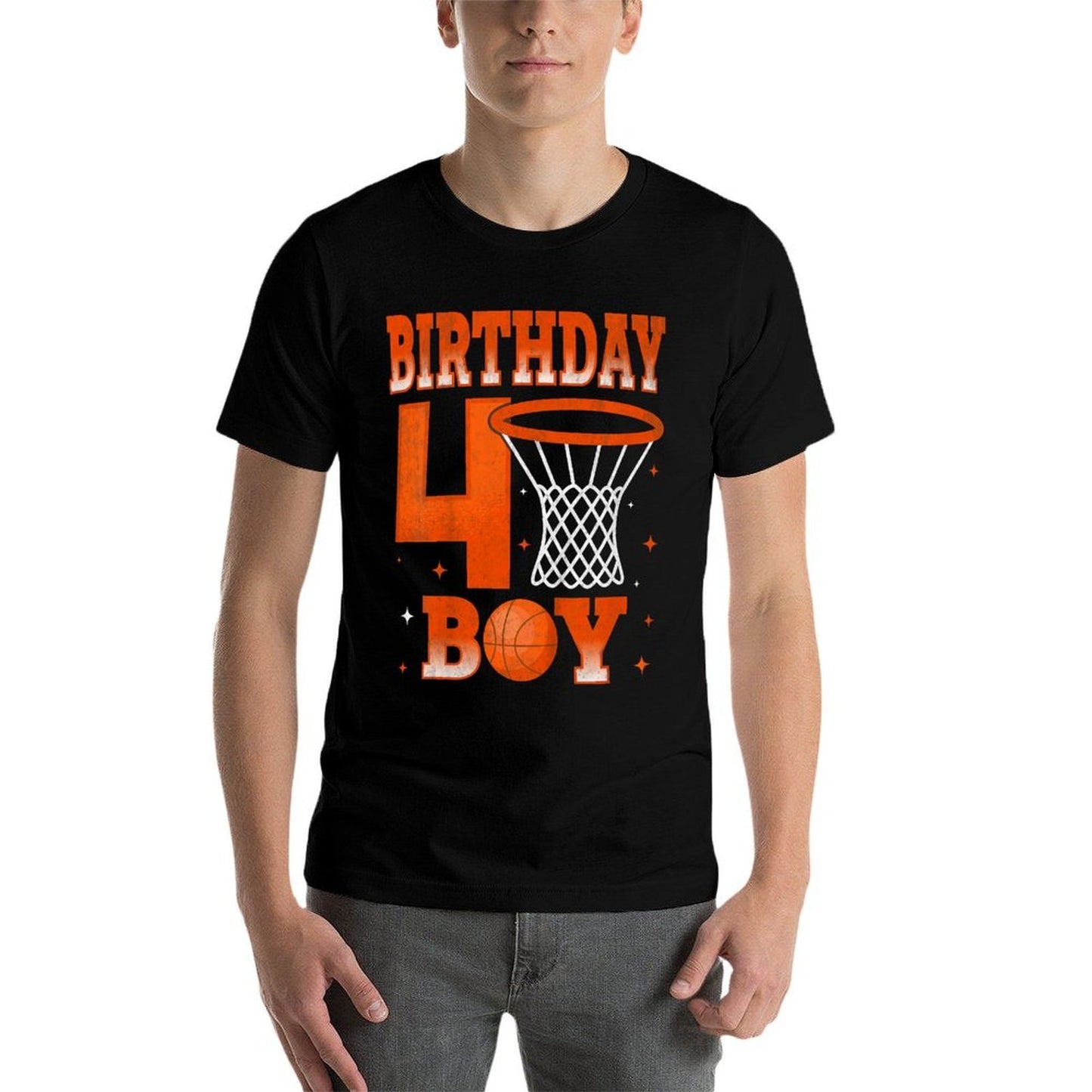 Kids Birthday Boy 4 Years Old Basketball 4th Birthday Party Kids  Affordable Price T-Shirt