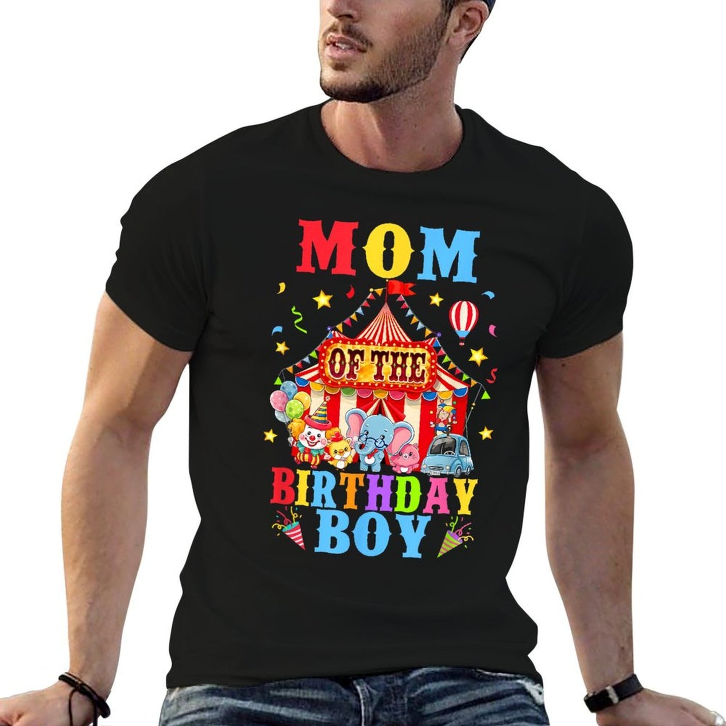 Mom Of The Birthday For Boy Circus Carnival Theme Party  Relaxed-fit T-Shirt