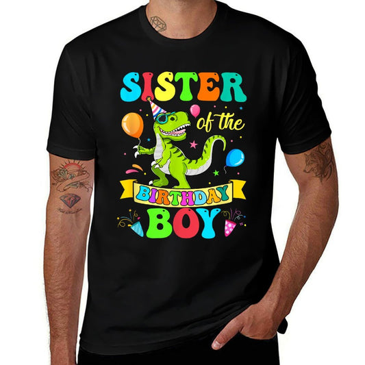 Sister Of The Birthday Boy T-Rex Dinosaur Birthday Party  Durable T-Shirt