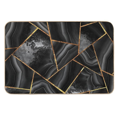 Black Night Agate Gold Geometric Glam #2 #geo #decor #art  Easy To Clean Bath Mat