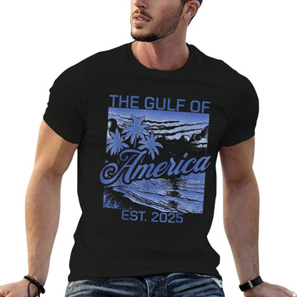 Retro Gulf Of USA America Est 2025 American Flag Gulf Mexico Eco-friendly Material T-Shirt