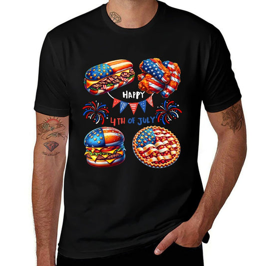 Philly Cheesesteak Buffalo Wings Cheeseburger 4July USA  Graphic-printed T-Shirt