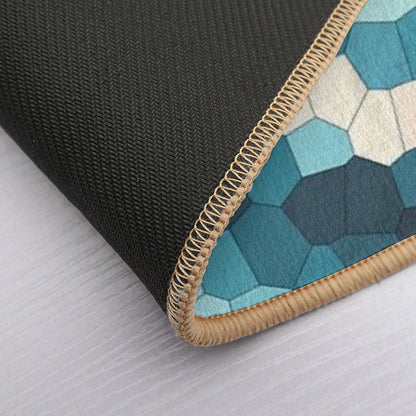 Red, Cream, Green, Blue Swirly Stained Glass Abstract Art  Versatile Bath Mat