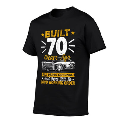 Retro Built 70 Years Ago Funny 70th Birthday 70 Years Old  Summer-ready Fabric T-Shirt
