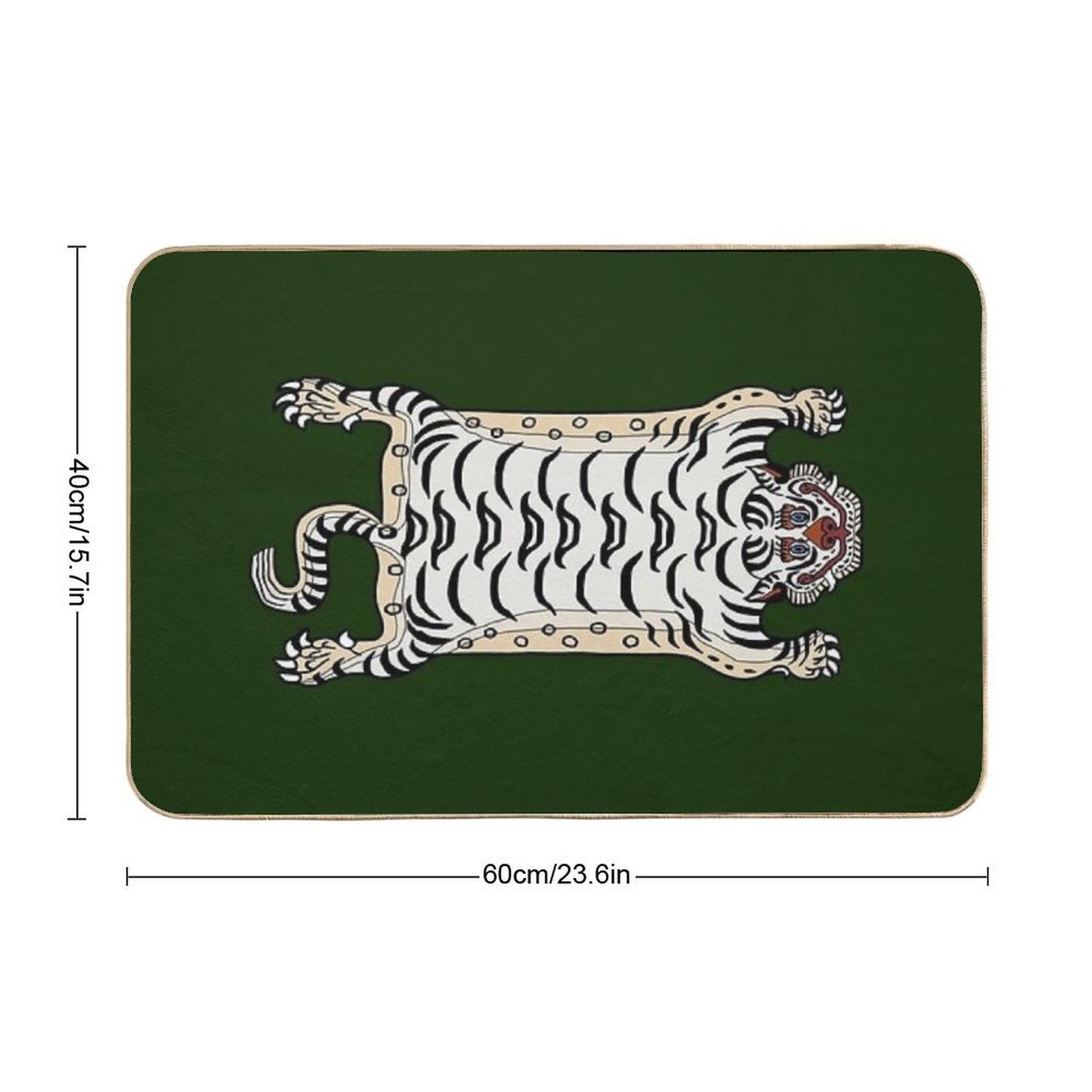 TIBETAN TIGER RUG-white 3  Slip-Resistant Bath Mat