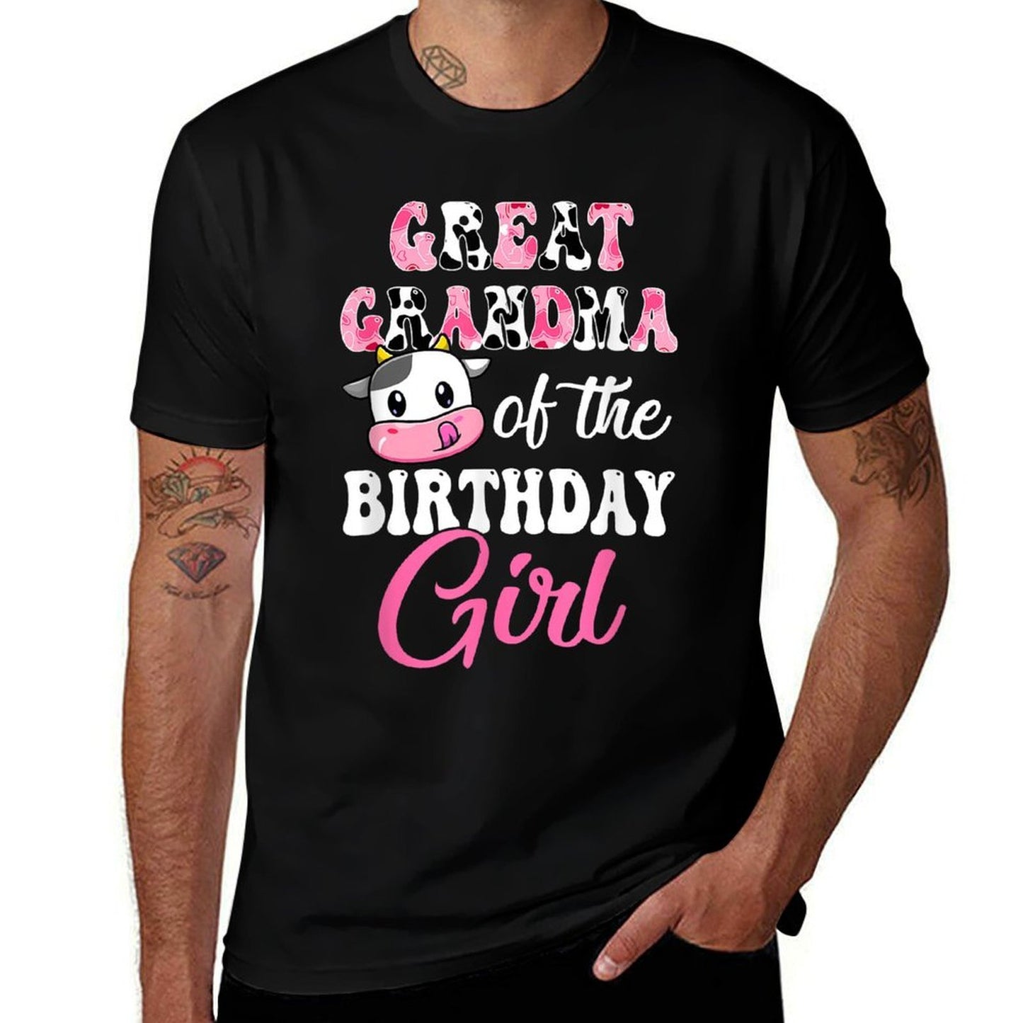 Great Grandma Of The Birthday Girl Farm Cow 1St Birthday  Rolled Sleeves T-Shirt