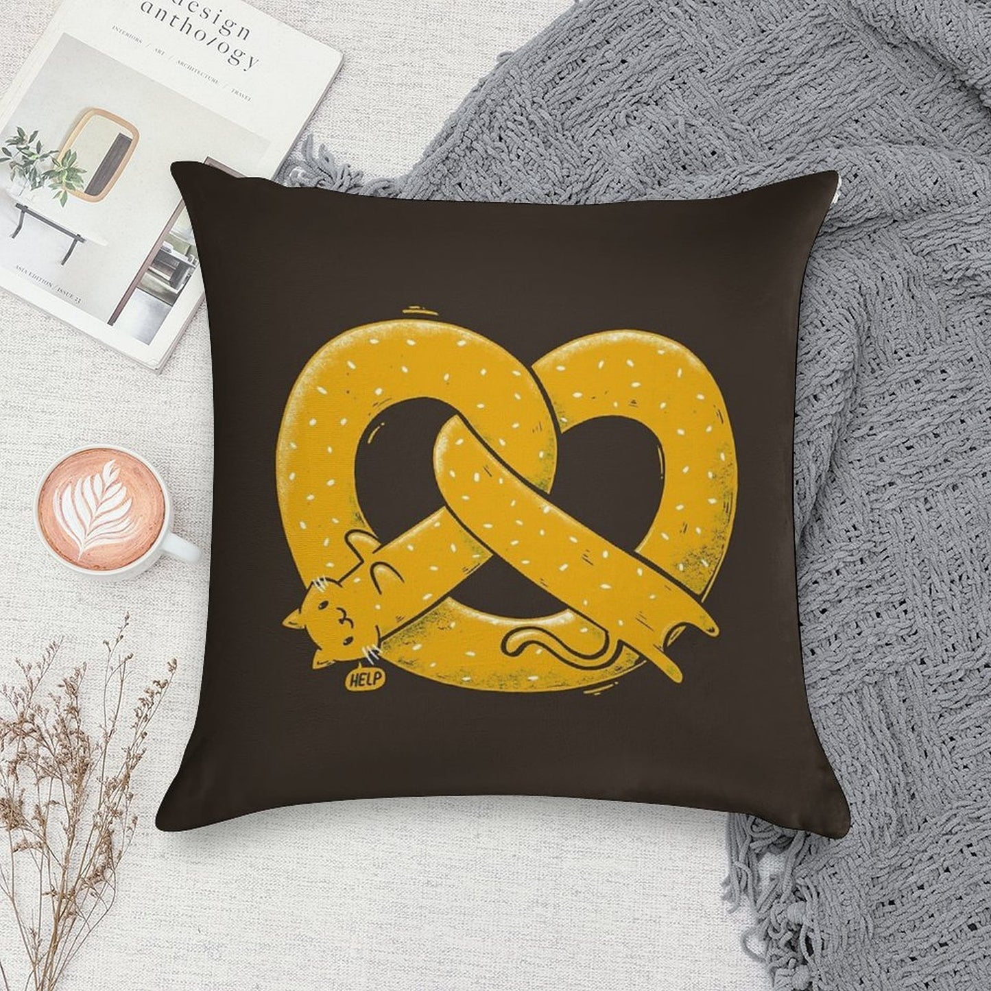 The Long Cat Is A Pretzel Soft Ultra-Soft Texture Throw Pillow