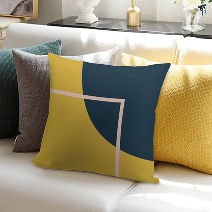 Abstract Geometric Minimalist Navy Blue, Mustard Yellow, And Blush Pink Soft Ultra-Soft Texture Throw Pillow