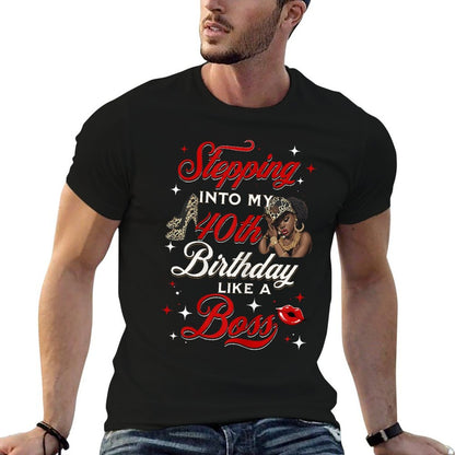 Womens Stepping Into My 40th BIrthday Like A Boss Leopard Print  Quick-drying T-Shirt