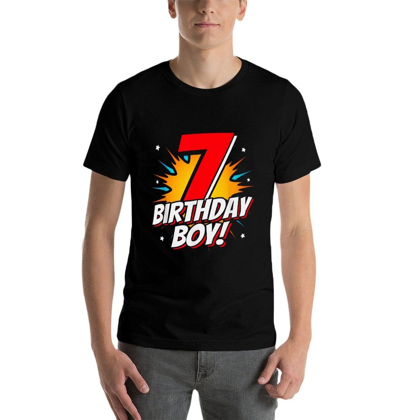 Superhero Birthday Boy Party - 7 Year Old - 7th Birthday Comfortable T-Shirt