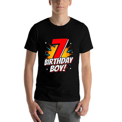 Superhero Birthday Boy Party - 7 Year Old - 7th Birthday Comfortable T-Shirt