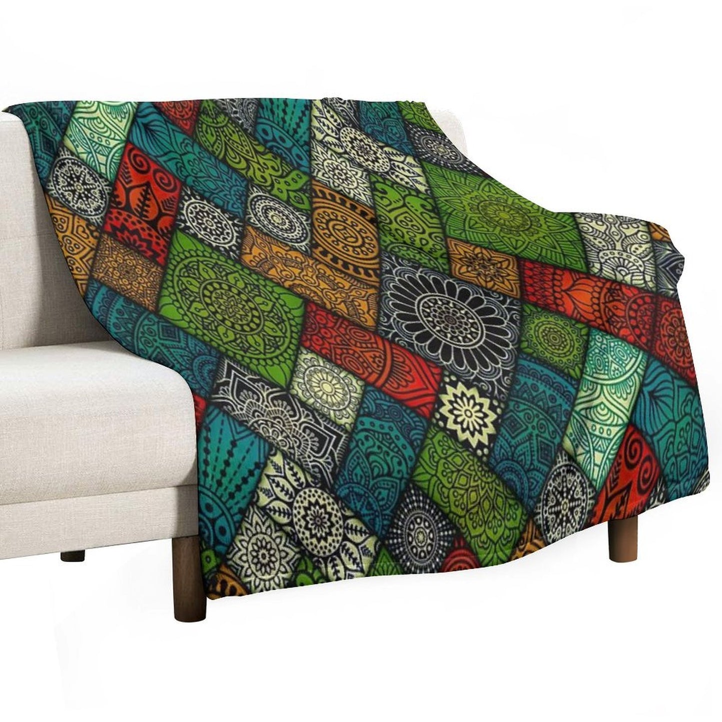 Colourful Geometric Floral Pattern Durable Throw Blanket