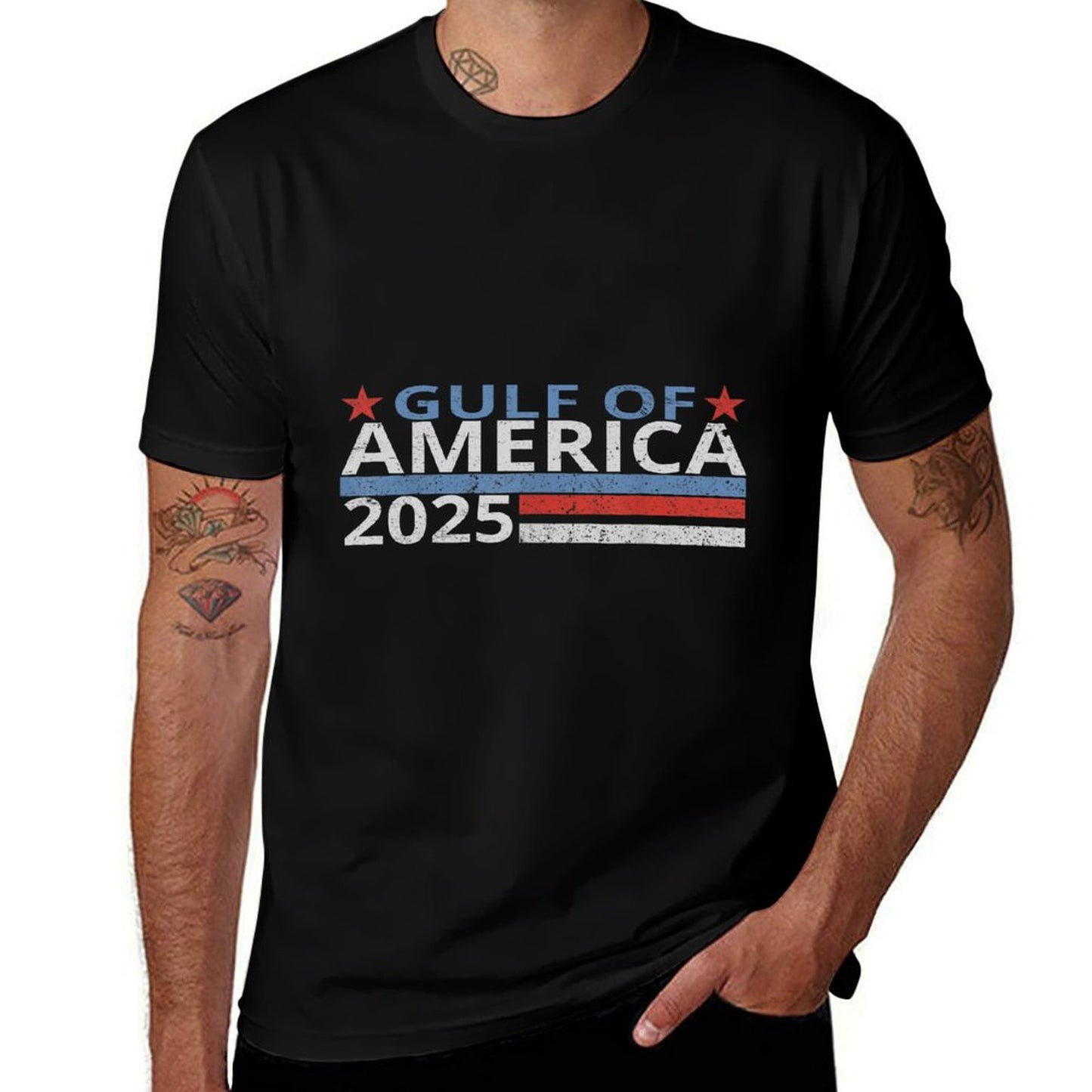 Gulf of USA America Retro Vintage American Flag Men Women Sweatshirt Oversized Silhouette T-Shirt