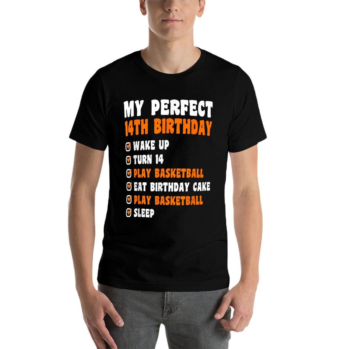 14 Years Old Perfect 14th Birthday Basketball 14th Birthday  Relaxed-fit T-Shirt