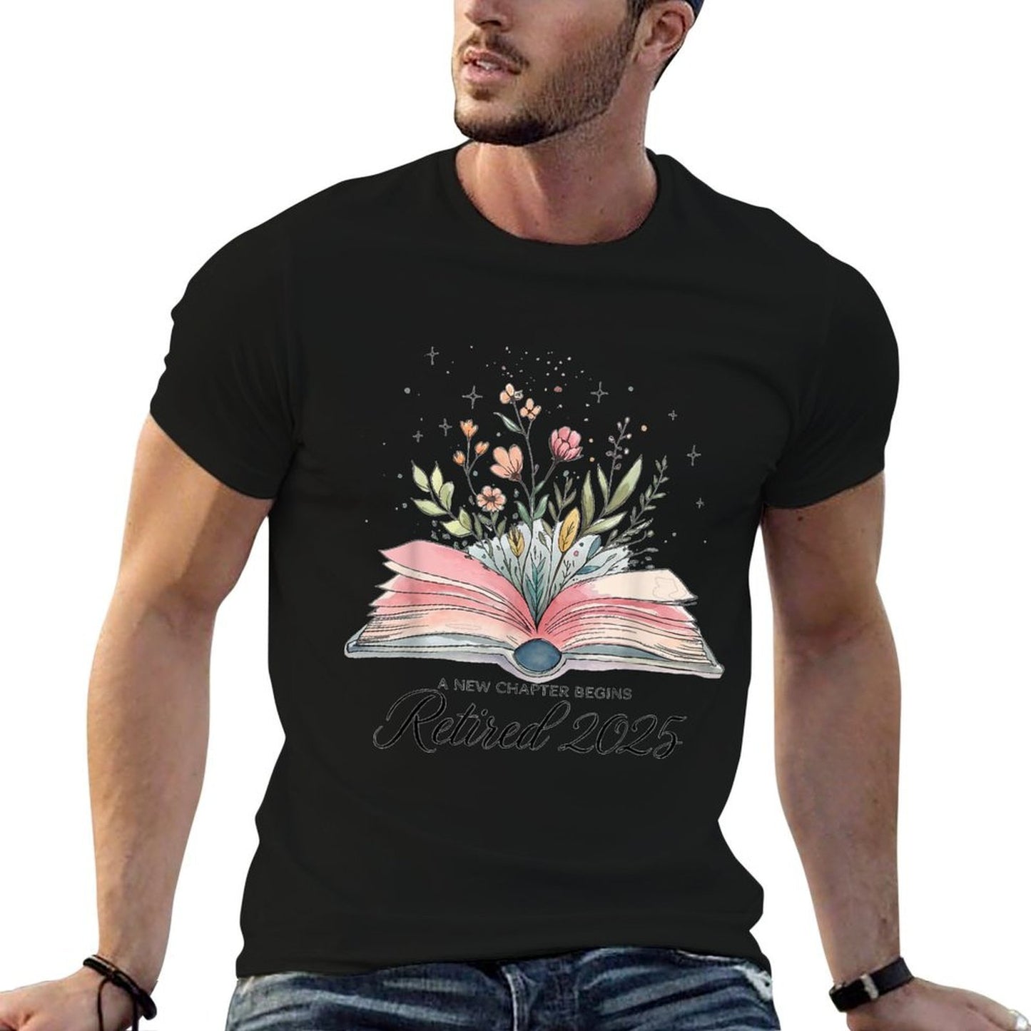 Floral Senior Book A New Chapter Begins Retired Teacher  Relaxed-fit T-Shirt