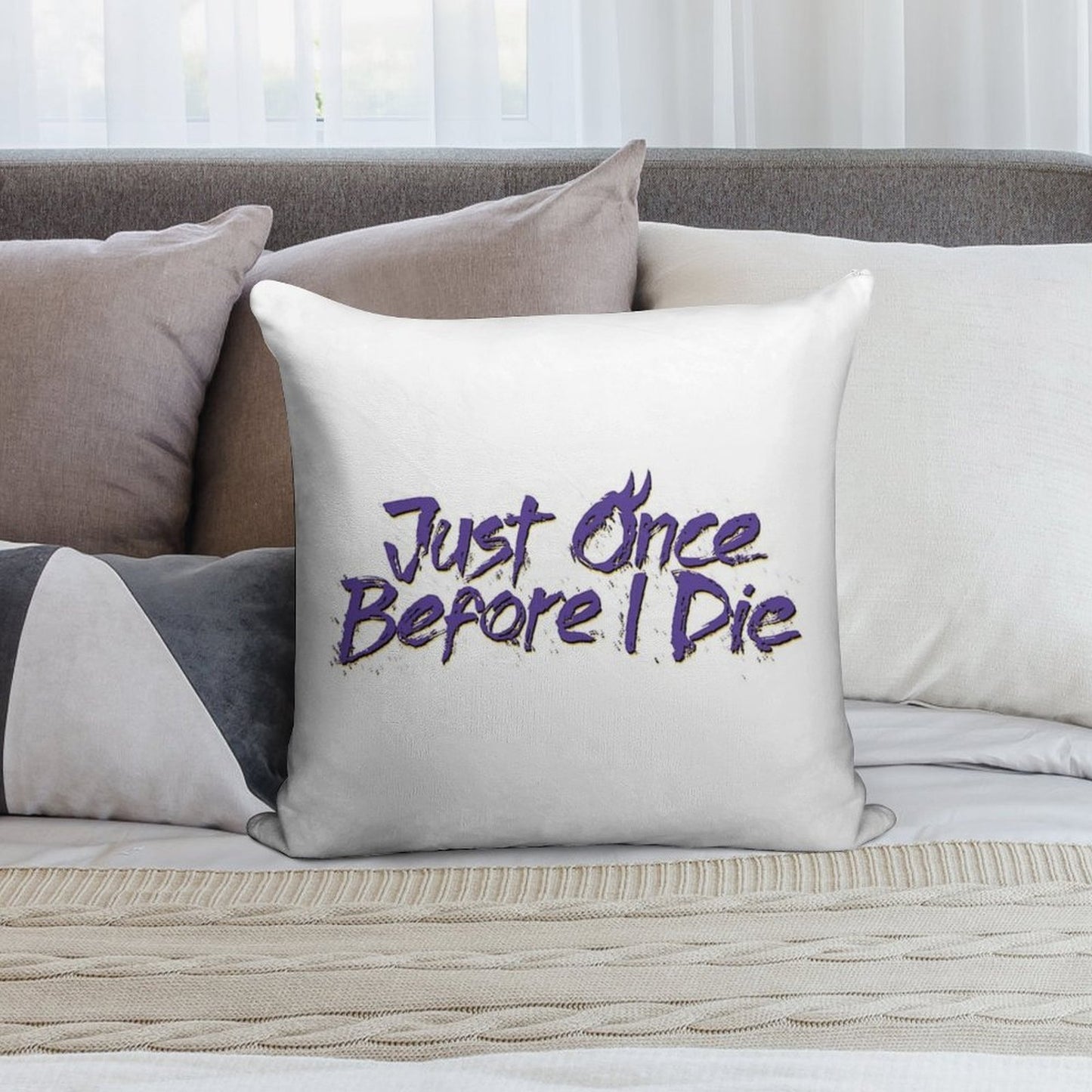 Minnesota Vikings Fans - Just Once Before I Die Soft Easy Maintenance Throw Pillow