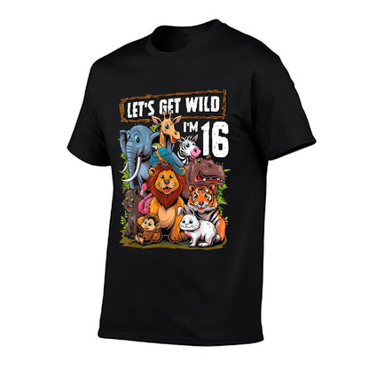 16 Year Old Zoo Birthday Safari Jungle Animals 16th Birthday  Trendy Pattern T-Shirt