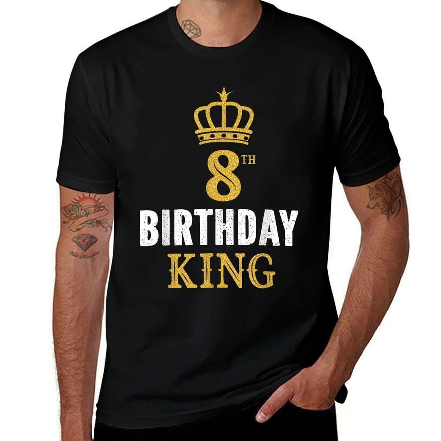 Happy 8th Birthday King 8 Years Old Party Ideas For Boys  Heathered Texture T-Shirt