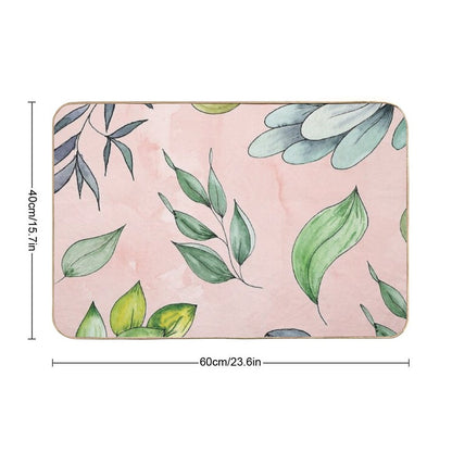 Cheerful Watercolour Leaf Minimalistic Pattern  Anti-Trip Bath Mat