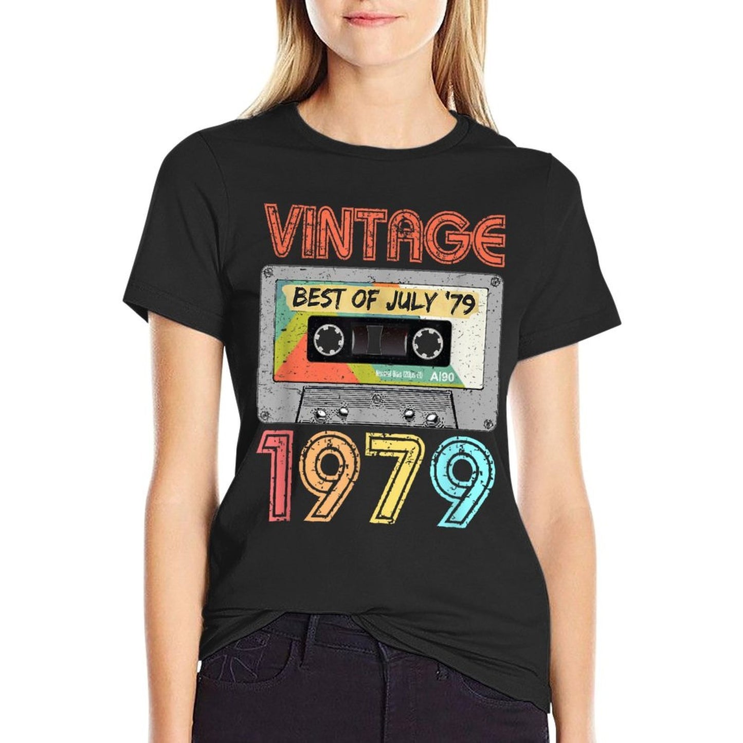 July 1979 40th Birthday  Mens Womens Vintage 1979  High-quality Stitching T-Shirt