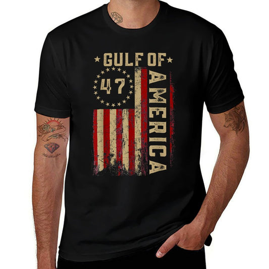 Gulf of USA America Funny USA Flag Graphic-printed T-Shirt