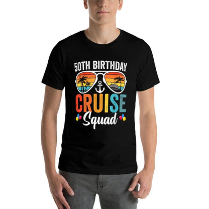50th Birthday Cruise Squad Gifts 2025 Matching Party Family  Versatile T-Shirt
