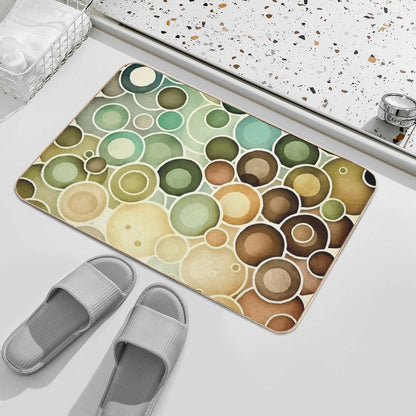 An Earth Tone Circles Watercolor Design- Boho Chic Patterns  Repositionable Bath Mat