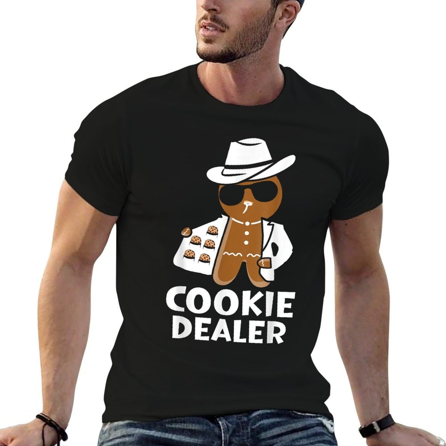 Funny Cookie Dealer Gingerbread  Heathered Texture T-Shirt