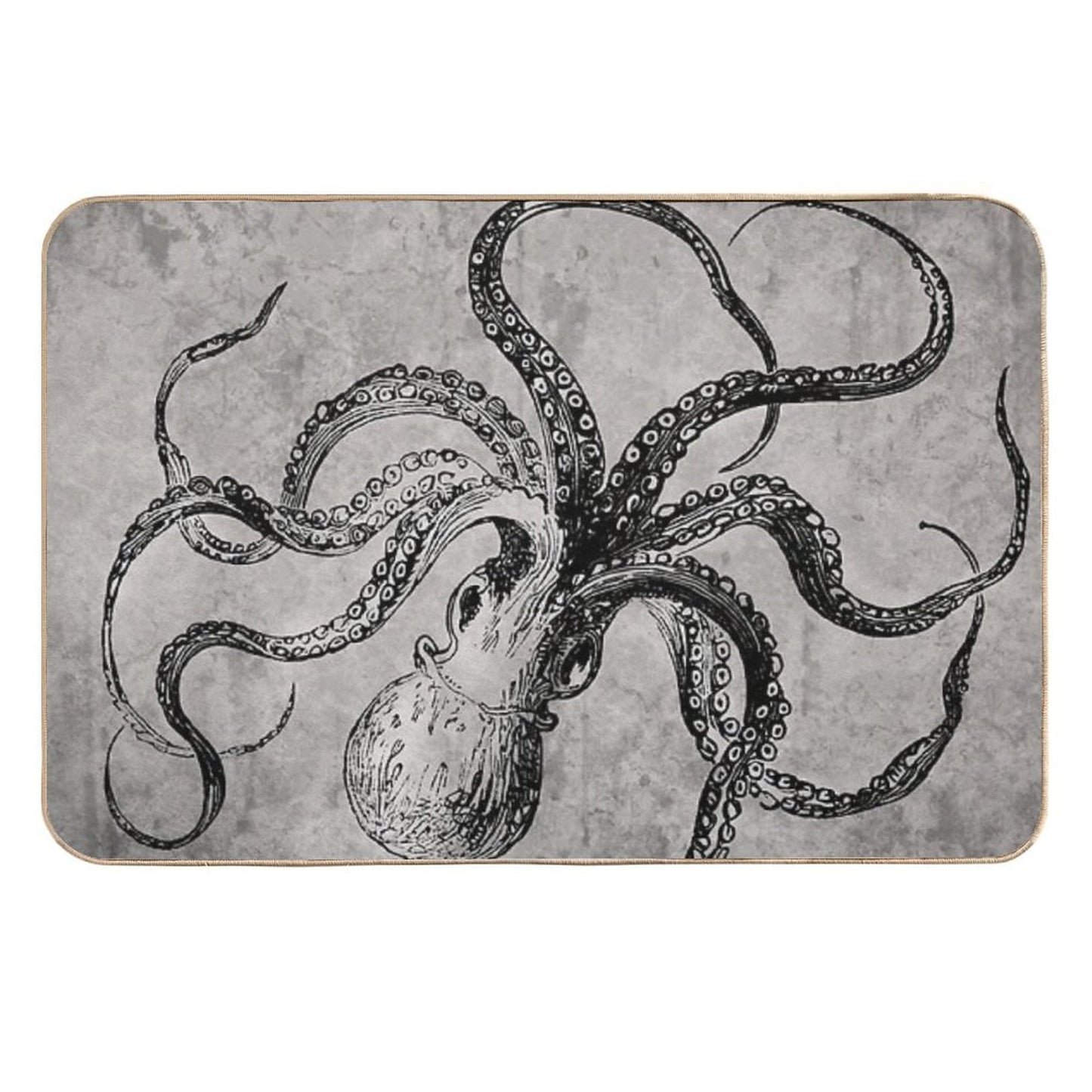 Vintage Octopus  Fade-Resistant Bath Mat