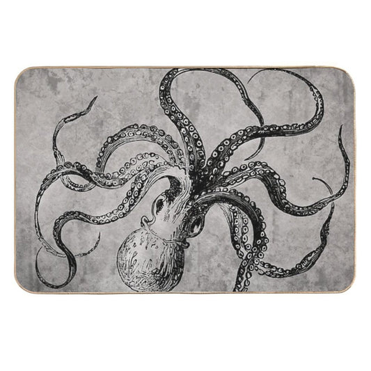 Vintage Octopus  Fade-Resistant Bath Mat
