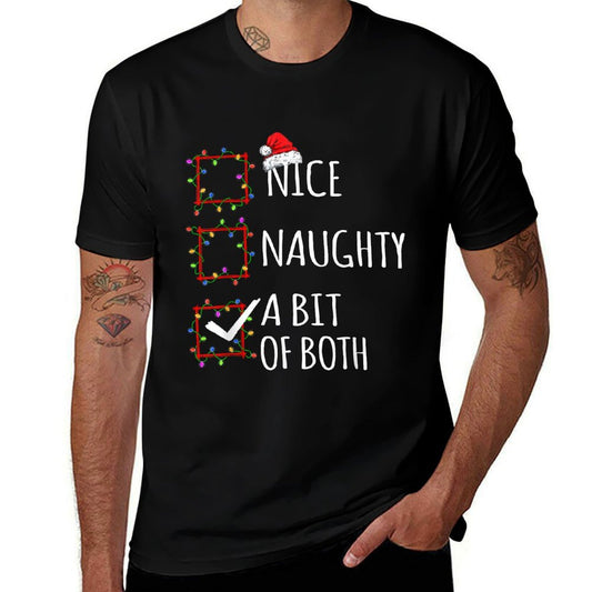 Nice Naughty A Bit Of Both Christmas List Santa Claus Funny  Soft T-Shirt