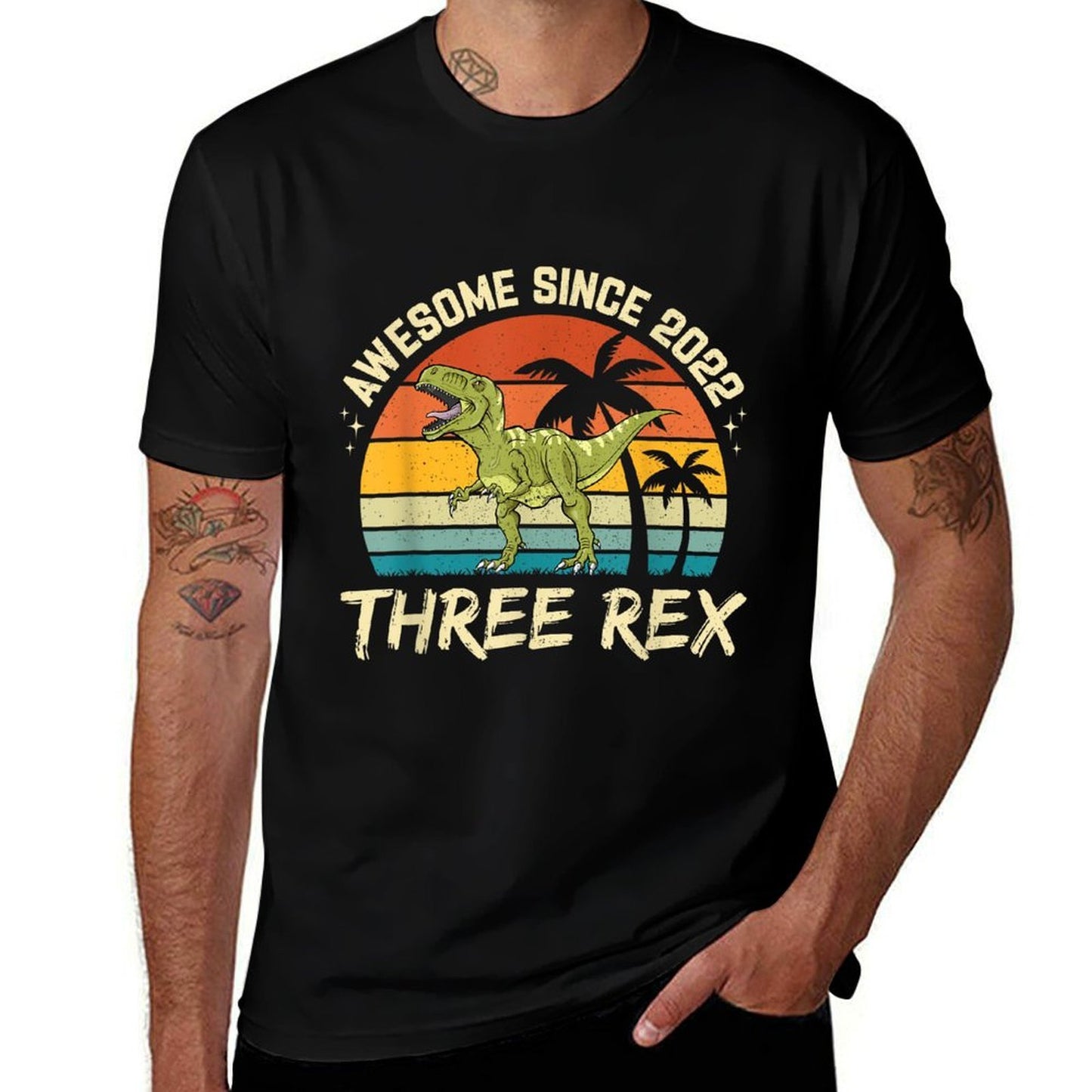 Three Rex 3rd Birthday Boy Third Dinosaur 3 Year Old  Fade-proof Color T-Shirt