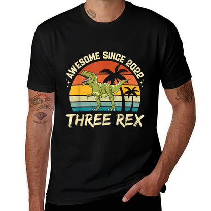 Three Rex 3rd Birthday Boy Third Dinosaur 3 Year Old  Fade-proof Color T-Shirt